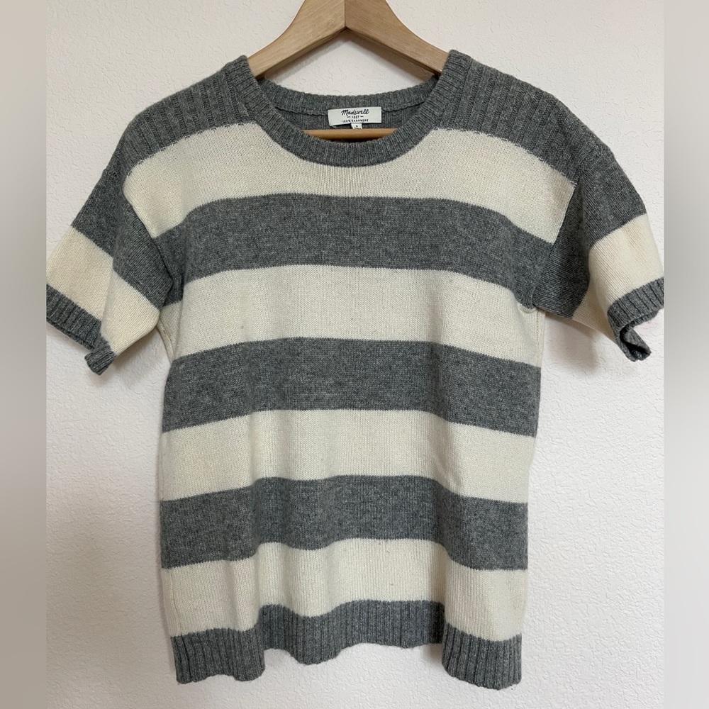 Madewell Cashmere Short Sleeve Striped Sweater